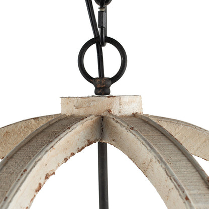 Chandelier 6-Light Wood Hanging Adjustable Chain Kitchen Dining Room