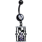 Clear Purple Gem Black Gothic Skull Hourglass Dangle Belly Ring
