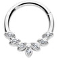 16G 5/16 Clear CZ Gem Seven Leaf Hinged Segment Ring