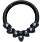 16G 5/16 Vitrail CZ Gem Black Seven Leaf Hinged Segment Ring