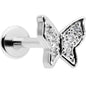 16G 5/16 Clear Gem Butterfly Internally Threaded Labret Tragus