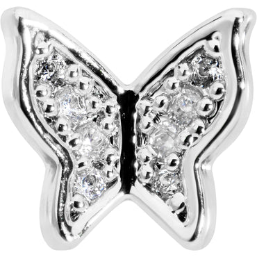 16G 5/16 Clear Gem Butterfly Internally Threaded Labret Tragus