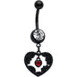 Clear Red Gem Black Skeleton Steampunk Heart Dangle Belly Ring