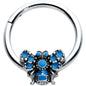 16G 3/8 Blue Textured Butterfly Hinged Segment Ring