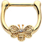 16G 5/16 Clear Gem Gold Tone Beauty Bee Cartilage Clicker