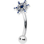 16G 5/16 Blue Gem Festive Snowflake Christmas Curved Eyebrow Ring