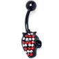 Red Clear Gem Black Skull Halloween Belly Ring