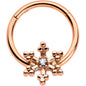 16G 3/8 Clear Gem Rose Gold Tone Snowflake Hinged Segment Ring