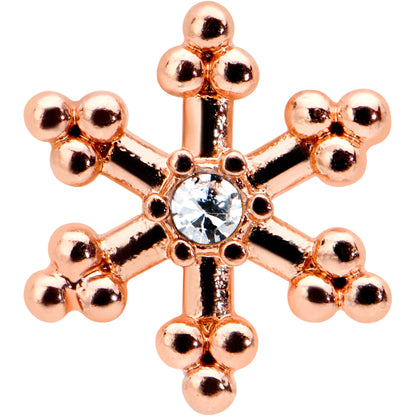 16G 5/16 Clear Gem Rose Gold Tone Snowflake Labret Monroe Tragus