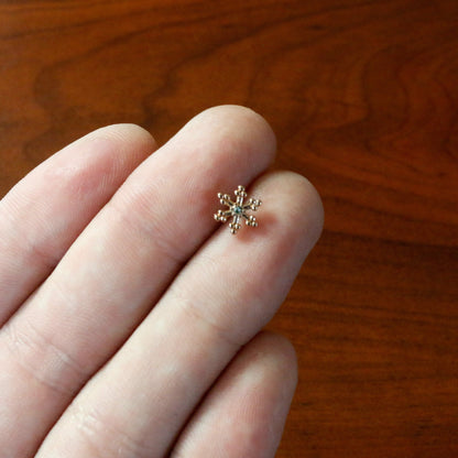 16G 5/16 Clear Gem Rose Gold Tone Snowflake Labret Monroe Tragus