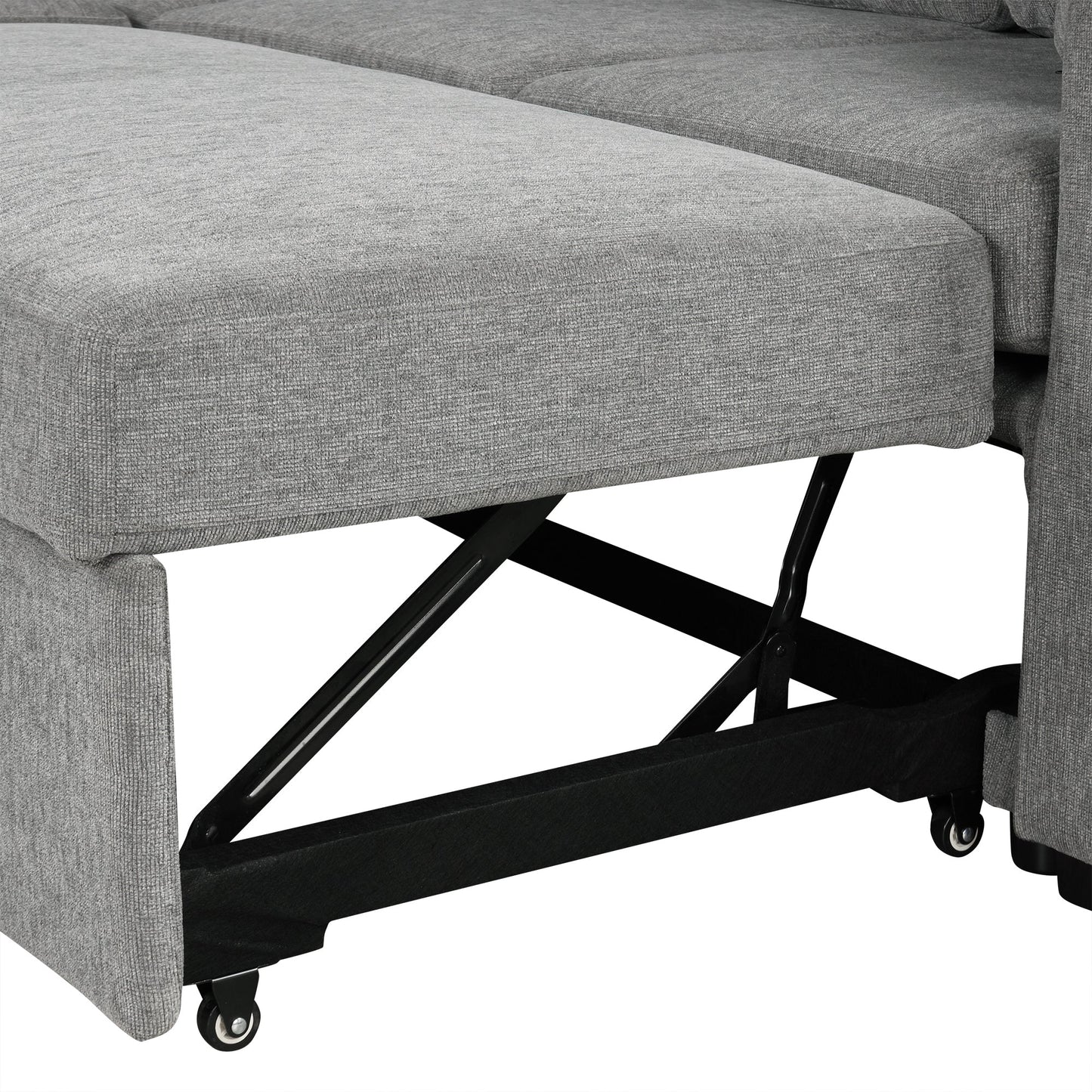 84" Sectional Sofa Convertible Pull-Out USB Gray