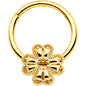 16G 3/8 Yellow Gem Gold Tone Texture Cross Hinged Segment RIng