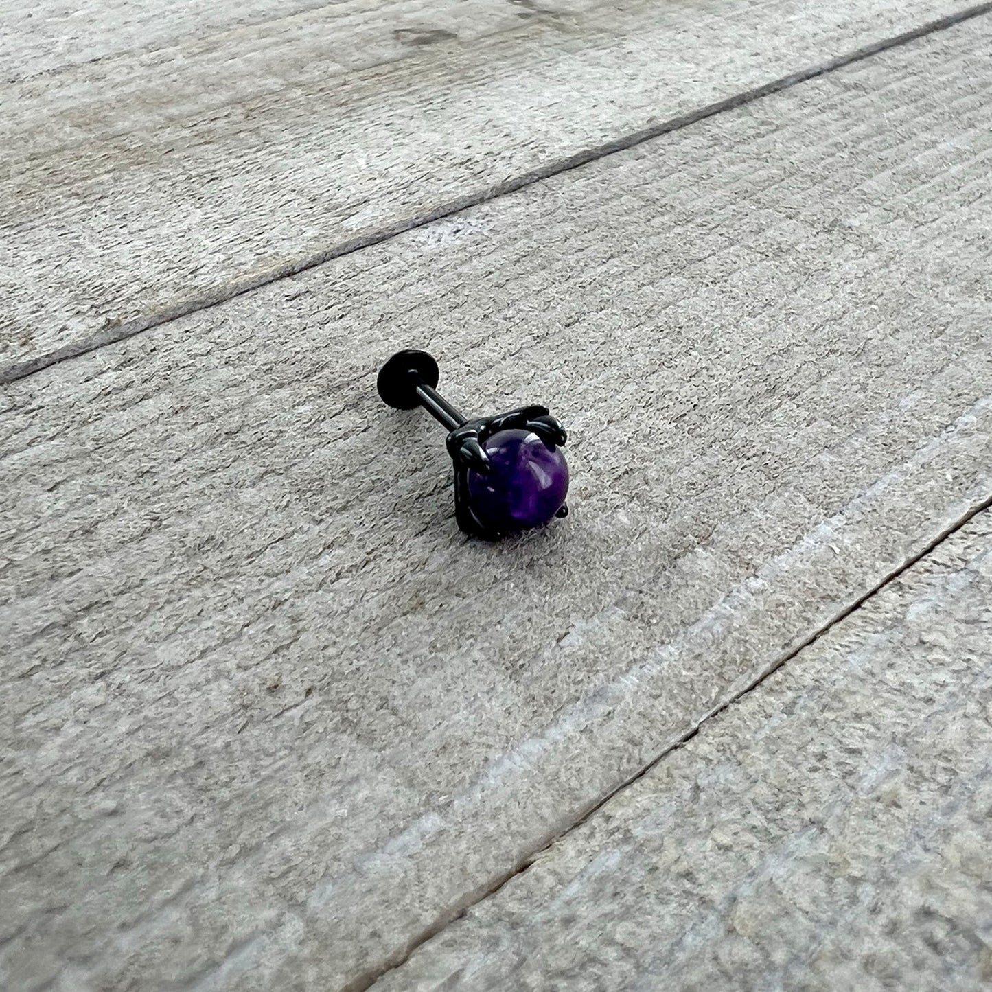 16G 5/16 Purple Amethyst Black Claw Hand Labret Monroe Tragus