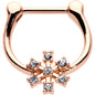 16G 5/16 Clear Gem Rose Gold Tone Geo Snowflake Cartilage Clicker
