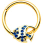 16G 3/8 Blue Gem Gold Tone Adorable Angelfish Hinged Segment Ring