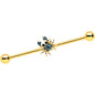 14G Blue Gem Gold Tone Blue Crab Nautical Industrial Barbell 38mm