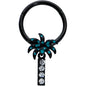 16G 3/8 Clear Gem Black Night Palm Tree Dangle Hinged Segment Ring