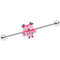 14G Owl Pink Bows Hearts Industrial Barbell 38mm