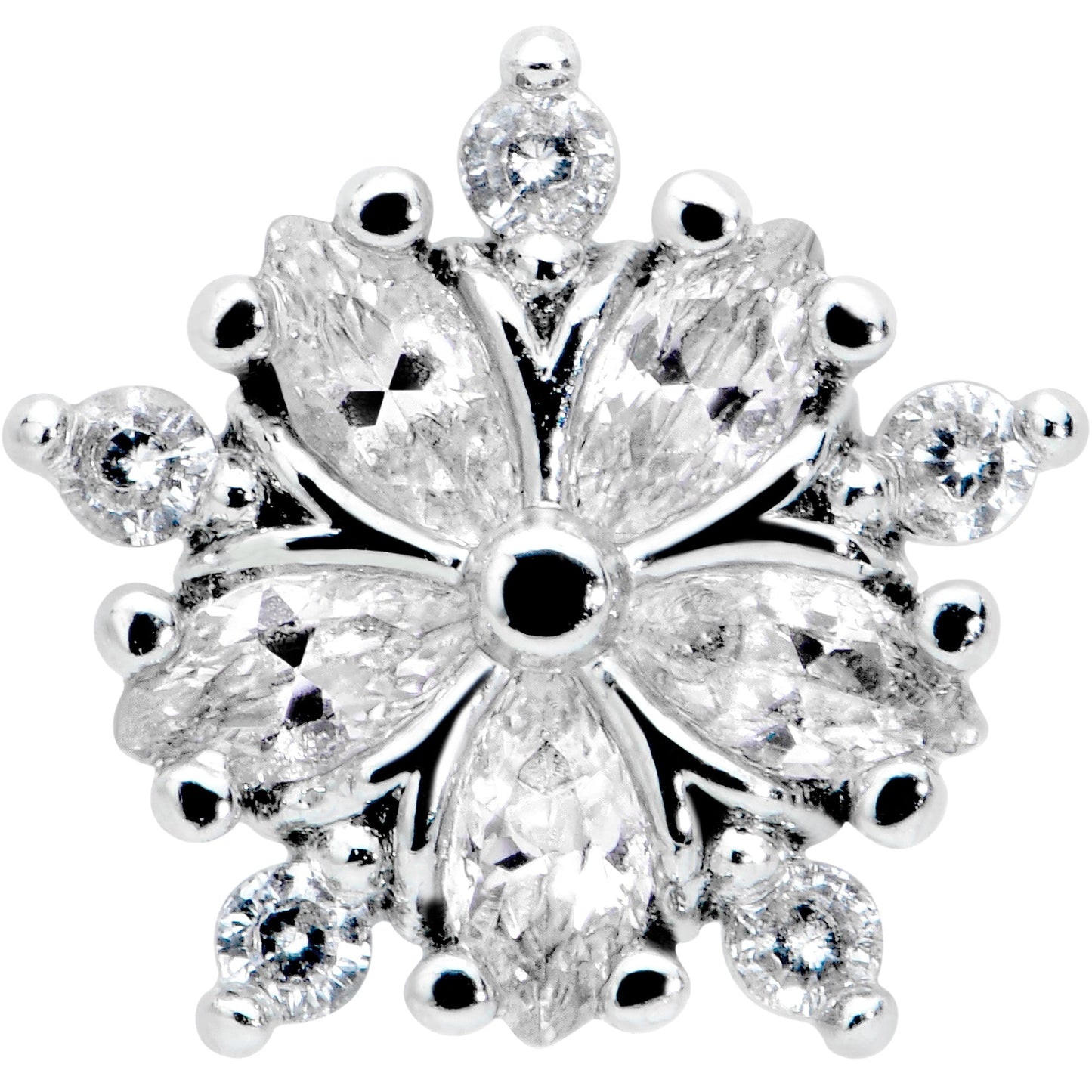 16G 1/4 Clear CZ Gem Floral Burst Cartilage Tragus Earring