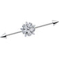 14G Clear CZ Gem Floral Burst Cone Ends Industrial Barbell 38mm