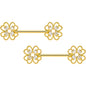14G 5/8 Clear Gem Gold Tone Texture Cross Barbell Nipple Ring Set