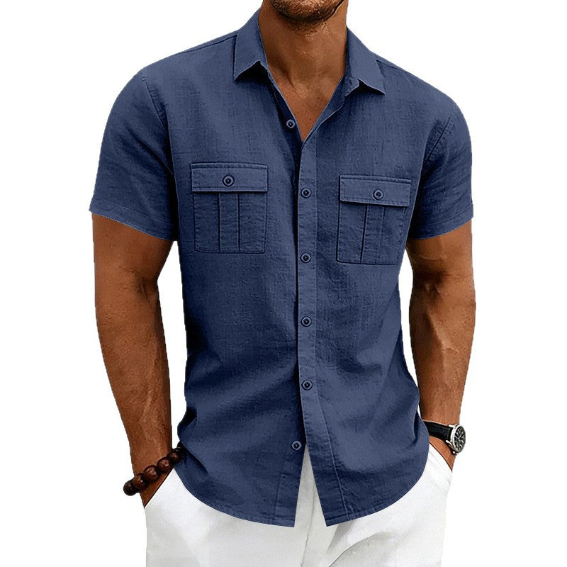 American-style Casual Loose-fit T-shirt With Two Pockets