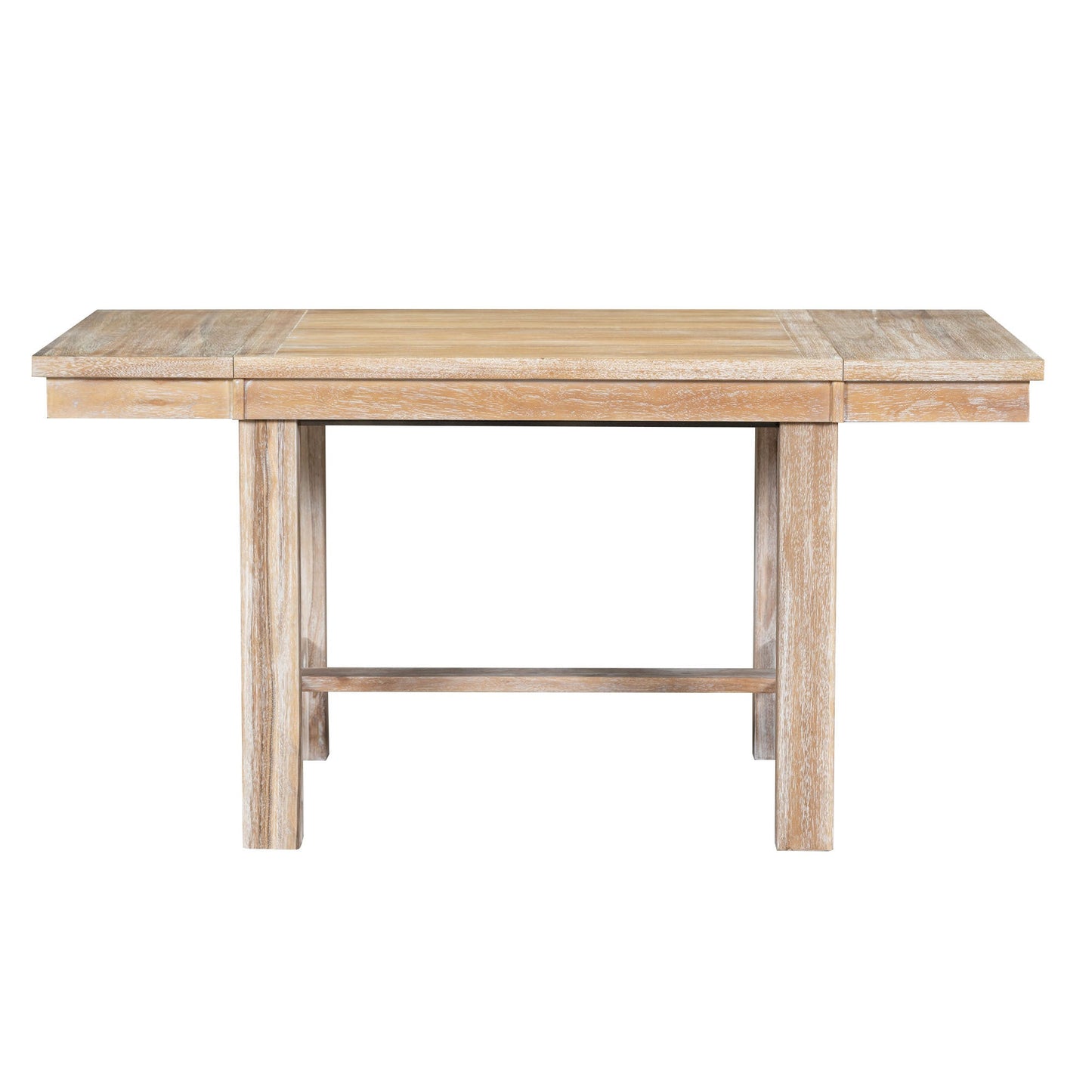 Farmhouse 82inch 6-Piece Extendable Dining Table with Footrest, 4 Upholstered