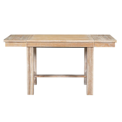 Farmhouse 82inch 6-Piece Extendable Dining Table with Footrest, 4 Upholstered