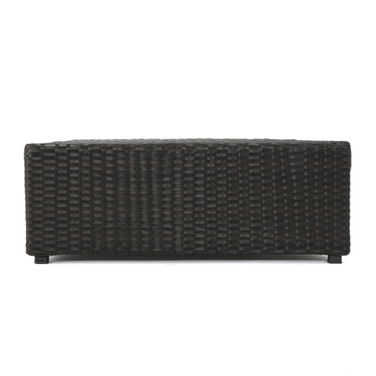 Outdoor Sectional Set PE Rattan Iron Dark Brown 8 Piece No Assembly