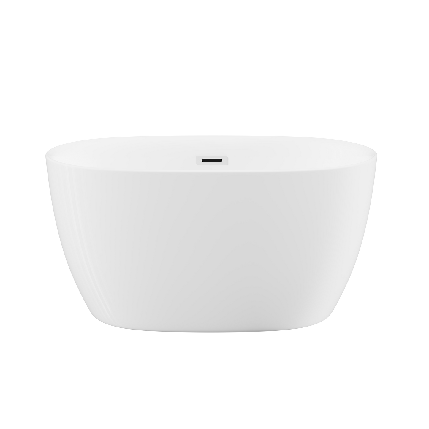 47in Gloss White Acrylic Freestanding Oval Bathtub, Chrome Overflow and Drain