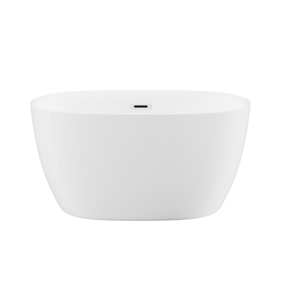 47in Gloss White Acrylic Freestanding Oval Bathtub, Chrome Overflow and Drain