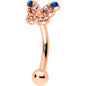 16G 5/16 Blue Gem Rose Gold Tone Butterfly Curved Eyebrow Ring