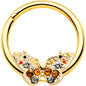 16G 3/8 Orange Gem Gold Hue Baroque Butterfly Hinged Segment Ring