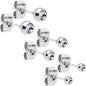 3mm 4mm 5mm Aurora Gem Ball 316L Stainless Steel Stud Earrings 3 Pack