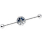 14G Blue Gem Abstract Arch Industrial Barbell 38mm