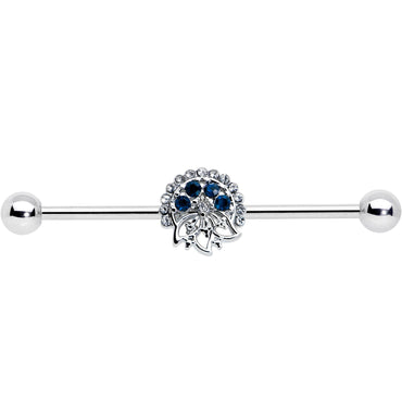 14G Blue Gem Abstract Arch Industrial Barbell 38mm