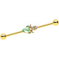 14G Green Gem Gold Tone Shades of Spring Industrial Barbell 38mm
