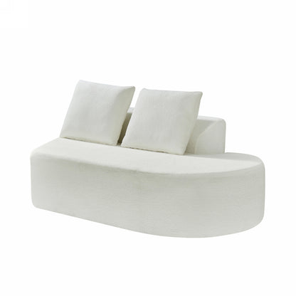 Sectional Sofa Curved Pearl Polyester Beige 3 Seat Right Chaise 116 In