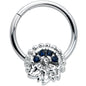 16G 3/8 Clear Blue Gem Abstract Arch Hinged Segment Ring