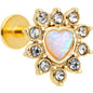 16G 5/16 White Faux Opal Gold Tone Sun Heart Labret Monroe Tragus