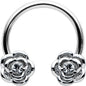 16G 3/8 Textured Blooming Flowers Horseshoe Circular Barbell