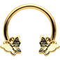 16G 3/8 Gold Tone Burnished Butterflies Horseshoe Circular Barbell