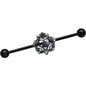 14G Purple Gem Black Regal Crown Heart Industrial Barbell 38mm