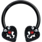 16G 3/8 Clear Red Gem Black Key Heart Horseshoe Circular Barbell