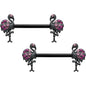 14G 9/16 Pink Gem Black Fashion Flamingo Barbell Nipple Ring Set