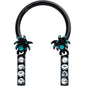 16G 3/8 Clear Gem Black Night Palm Tree Dangle Horseshoe