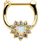 16G 5/16 White Faux Opal Gold Tone Sun Heart Cartilage Clicker