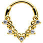 16G 3/8 Clear CZ Gem Gold Tone Heart Filigree Cartilage Clicker