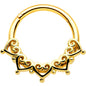 16G 3/8 Gold Tone Filigree Hearts Hinged Segment Ring