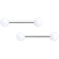 14G 9/16 Matte White Aurora Barbell Nipple Ring Set
